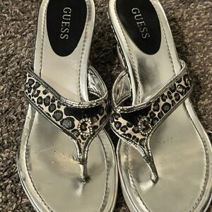 GUESS Metallic and Animal Print Sandals